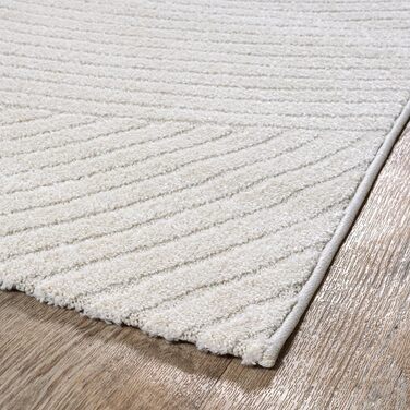 Килим Everest - сучасний короткий ворс для вітальні та спальні з ефектом висоти-глибини, 3D ефект, висока щільність ворсу та приємна м'якість, дизайн Panglao, кремовий (140 x 200 см)