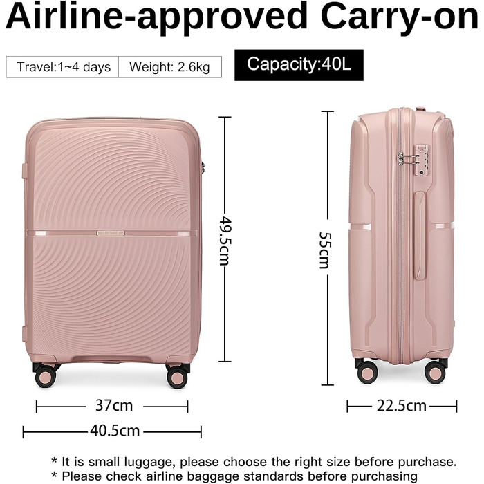 Набір валіз British Traveller Hartschalenkoffer Set: рожевий, з TSA-замком, 8 коліс, 100% PP, для ручної поклажі