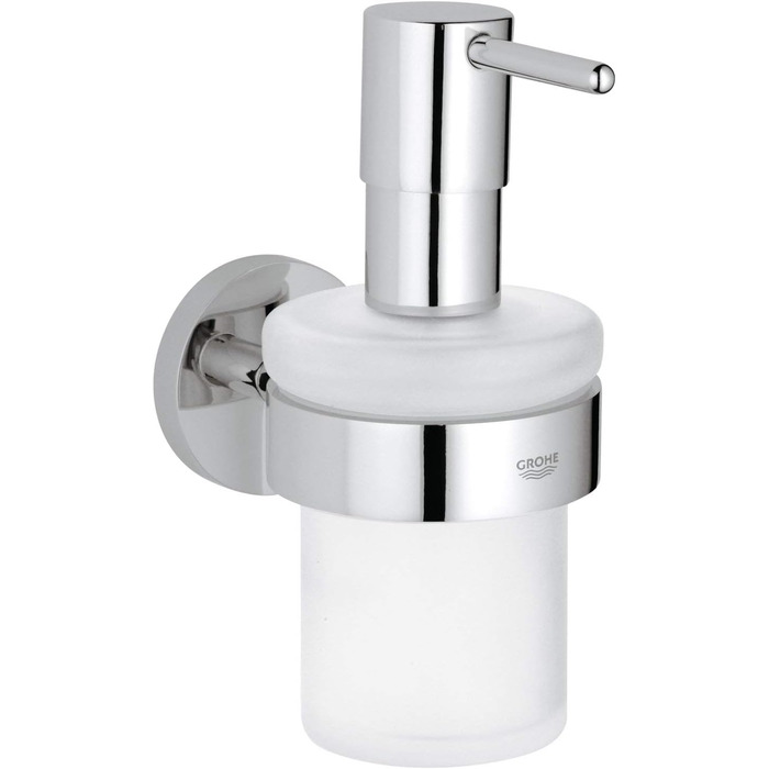 GROHE Essentials Soap Dispenser (with holder, concealed fixing, easy to clean, durable), chrome, 40448001, 15