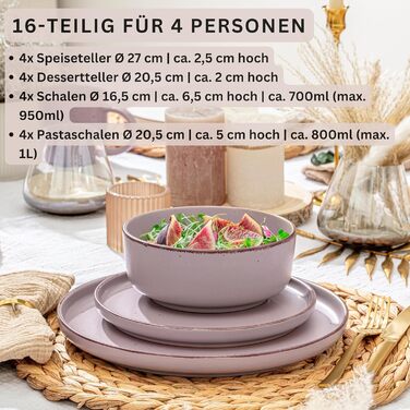 Набір керамічних мисок Sänger 4 шт., миски для мюслі на 4 персони, фіолетові миски 700 мл, стійкі до подряпин, мікрохвильовки та посудомийної машини