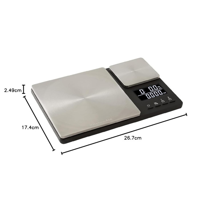 Кухонні ваги KitchenAid Digital з двома платформами, 5000г - 500г, чорний колір, з таймером
