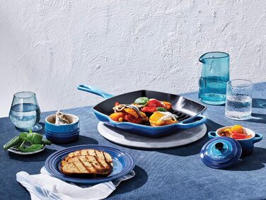 Чавунна гриль-сковорода Le Creuset Signature 26 см квадратна, для всіх типів плит, індукція, 2,86 кг, колір Azure