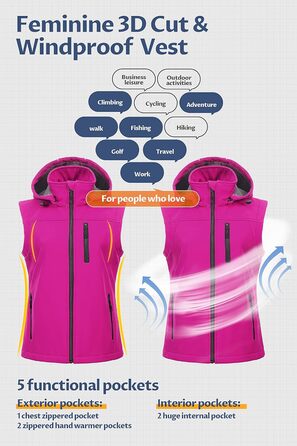 Легка софтшеллова жилетка CREATMO для жінок, вітронепроникна, з віднімною капюшоном, фіолетовий, XS