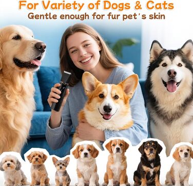 Набір для стрижки собак 4 в 1 Ninonly: тиха, акумуляторна машинка для собак та котів з 4 насадками для тіла, лап, очей та вух. Тример для лап. Чорний колір.