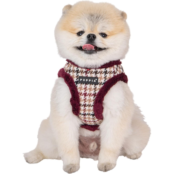 Жилет для собак Puppia Gianni Step-in, теплий зимовий дизайн, квітковий принт, винотний колір, розмір L