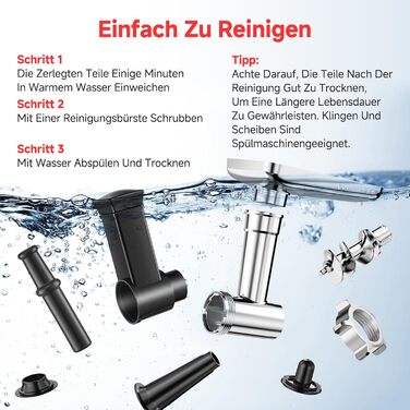 М'ясорубка електрична AAOBOSI 3000W з LED-дисплеєм, 3 швидкості, анти-затор, контейнер для зберігання, для ковбас та кібе, срібляста