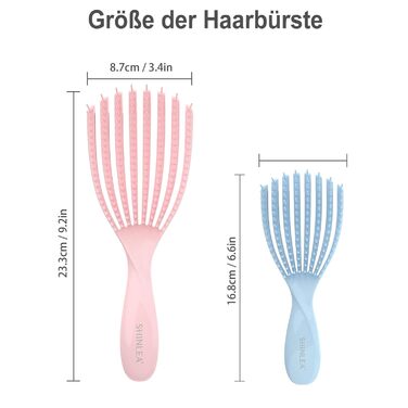 Щітка для кучерявого волосся: розплутування, розгладження, для мокрого та сухого волосся, зменшення пошкоджень, для жінок, чоловіків, дітей (Рожевий/Блакитний)