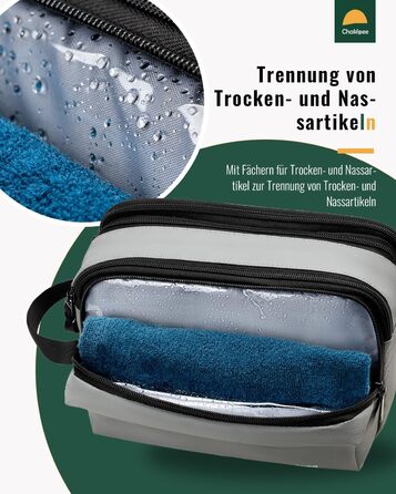 Чоловічий дорожній туалетний набір Kulturbeutel, водонепроникна косметичка з двома блискавками (сірий)