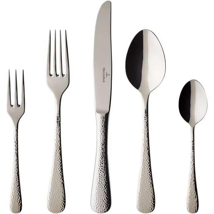 Villeroy & Boch – Leandra Cutlery Set 30-Piece Silver/Platinum, Dishwasher-Safe, Cutlery, Flatware, Cutlery Set for 6 People, Stainless Steel