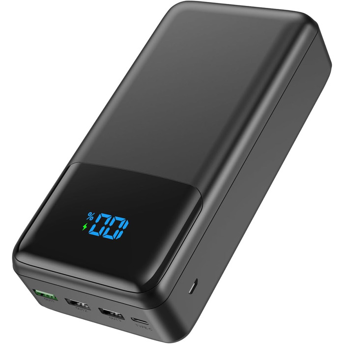 Power Bank 60000mAh з LED дисплеєм, 22.5W швидка зарядка, 4 виходи USB-C, чорний