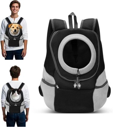 Рюкзак для собак та котів ALLSOPETS, переноска для маленьких тварин, рюкзак для велосипеда та мотоцикла, для піших прогулянок, кемпінгу та відпочинку на природі (чорний, M)