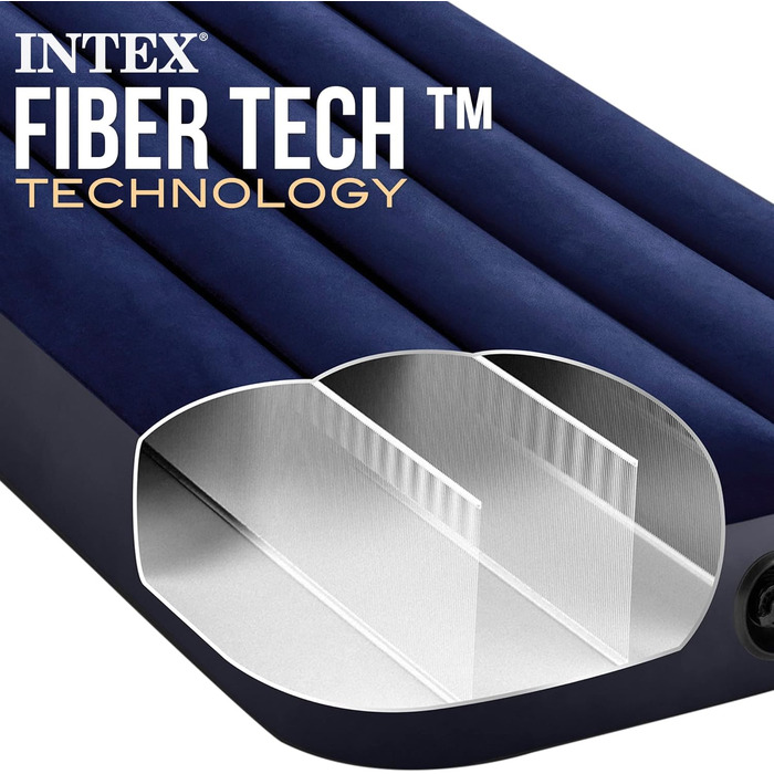 Повітряний матрац Intex Dura-Beam Fiber-Tech двоспільный для кемпінгу та гостей (76 x 191 x 25 см), макс. навантаження 272 кг (64758)