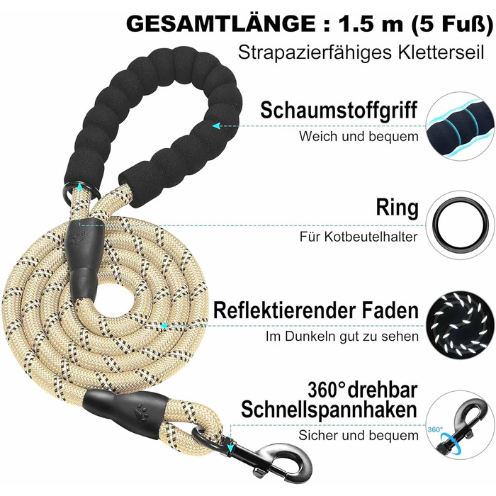 Нашийник та поводок для собак Haapaw, антинатяг, регульований, світловідбиваючий, Step-in, для цуценят та маленьких собак, посилена підкладка, колір Бежевий, розмір M (38.1-45.7 см, 4.5-6.8 кг)
