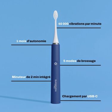 Електрична зубна щітка My Variations Nachtblau: акумуляторна, 5 режимів, таймер 2 хв, 1 насадка