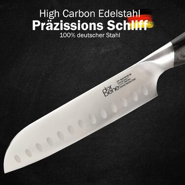 Ніж Сантоку DarBene P-Series 18 см: професійний кухонний ніж з нержавіючої сталі, ергономічна ручка з пака-дерева, для дому та ресторанів, заточується