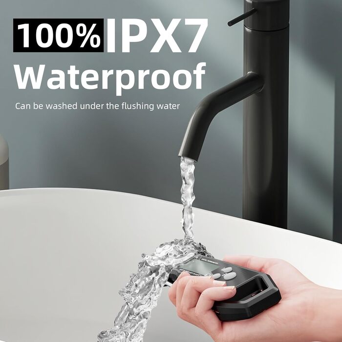 Цифровий термометр для м'яса: водонепроникний кухонний термометр з підсвічуванням, калібруванням та цифровою сондами для приготування їжі, гриля та барбекю (чорний)