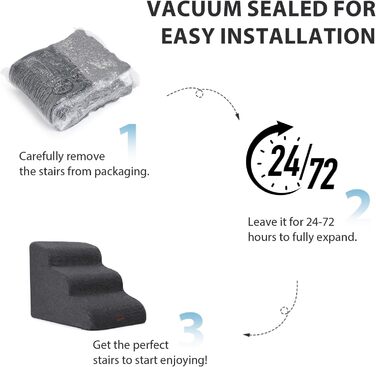 Trhillsbrad Dog Stairs, 5 Steps for Small Dogs, High-Density Foam Pet Stairs, Washable Cover and Non-Slip Bottom (Foldable Dog Stairs, 4 Steps)