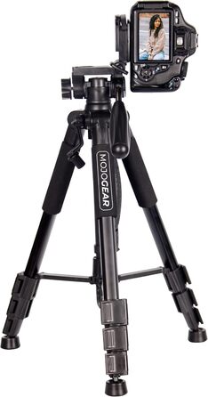 Штатив відео 140 см MOJOGEAR з кріпленням для смартфона - штатив для камери/телефона, трипод з кульковою головкою, алюміній, SAB234