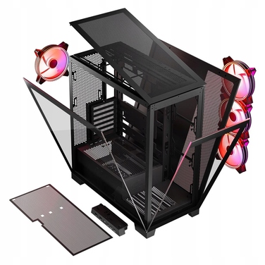 Корпус для комп'ютера Modecom Volcano Space Apex ARGB ATX MIDI 4x140мм, Чорний