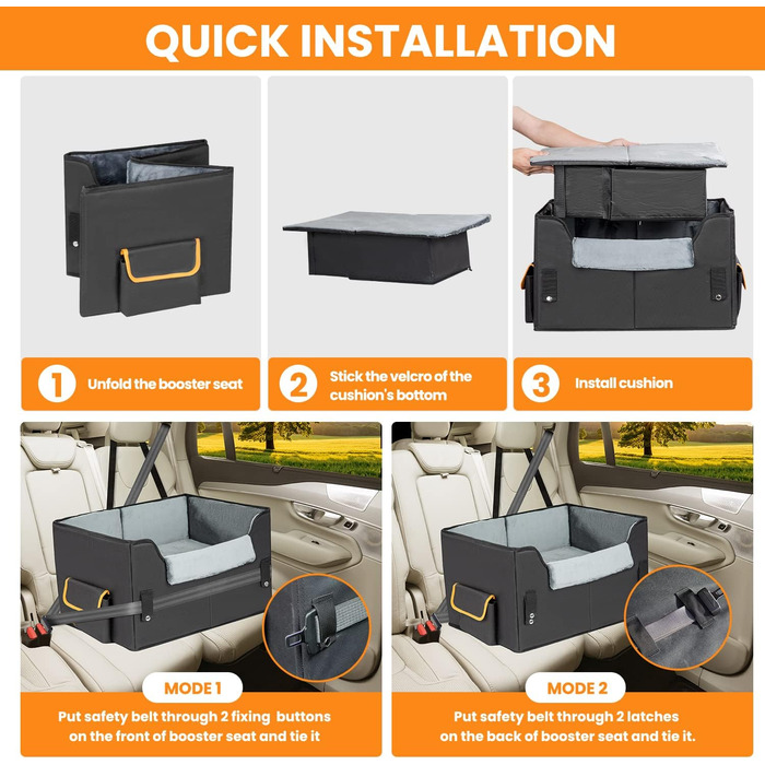 Автомобільний лежак для собак - чорний, 20 кг, M - зручний крісло-кошик для собак на переднє сидіння або заднє сидіння авто