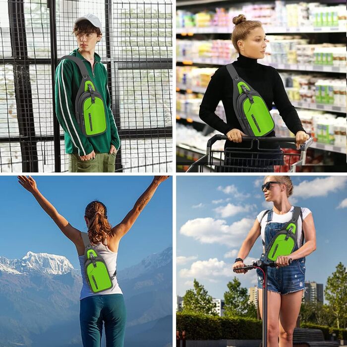 Чоловіча нагрудна сумка-рюкзак на плече, Crossbody Bag для активного відпочинку, спорту та прогулянок з собакою (Зелена)