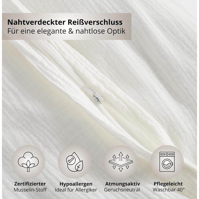 Дитяча постільна бджільня Kinderbettwäsche 100x135 2 шт. | ОekoTex сертифікована, для алергіків | Набір постільної білизни з мусліну Kinderbettwäsche з 1 простирадлом 135x100 та 1 наволочкою 40x60 | (100 см x 135 см, Білий)