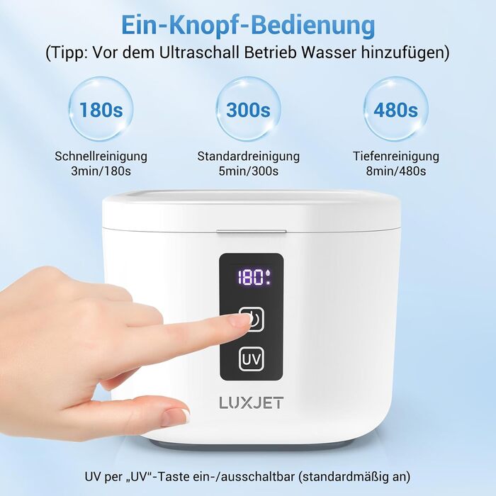 Ультразвуковий очищувач 48000Hz з УФ-дезінфекцією для зубних кап, брекетів, протезів та ювелірних виробів - 300 мл, 24 Вт