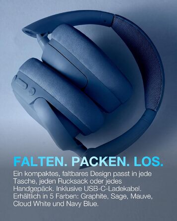 Бездротові накладні навушники JLab JBuds LUX ANC з активним шумозаглушенням, Bluetooth, темно-синій (Marineblau)