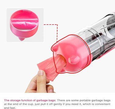 Подорожній набір для собак: миска, пляшка та диспенсер корму (рожевий, 350 мл)