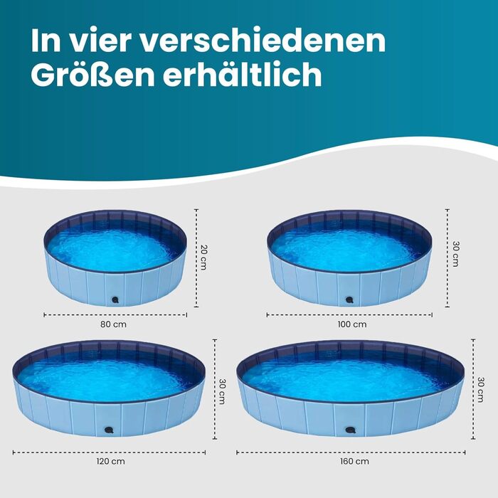 Зручний надувний басейн для собак та котів, 120x30 см, з клапаном для зливу води, неслизький, портативний