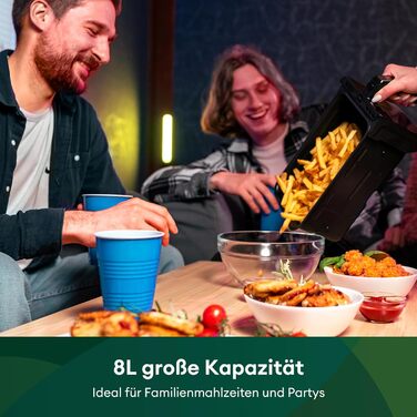 CHEFREE Dual Zone аерофритюрниця з оглядовим вікном, 8 л XL, подвійний Airfryer, LED-сенсорна панель, антипригарне покриття, 8-в-1, розумна, таймер, кошики для посудомийки, чорна, модель AFW20