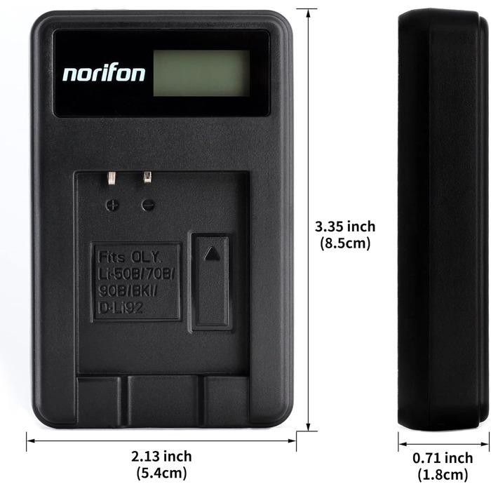 Зарядний пристрій USB для Olympus D-750, SH-21, SP-800UZ, SP-810UZ, SP-815UZ, Stylus 1010, 1030SW, SZ-12, SZ-14, Tough TG-2, VR-340, VR-350, XZ-1 та інших камер Olympus (LCD)