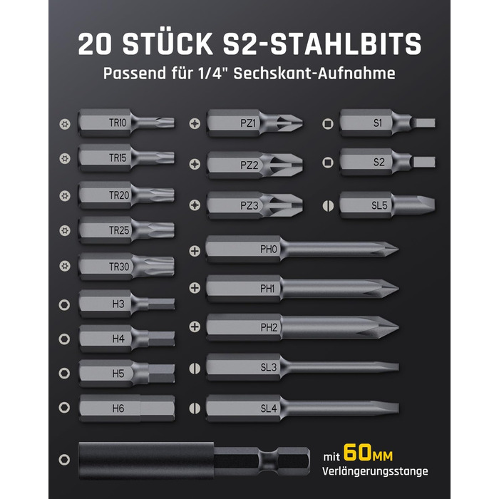 Fanttik S2 Pro: Акумуляторний шуруповерт 3.7V з набором біт, 7 рівнів крутного моменту, для меблів та ремонту