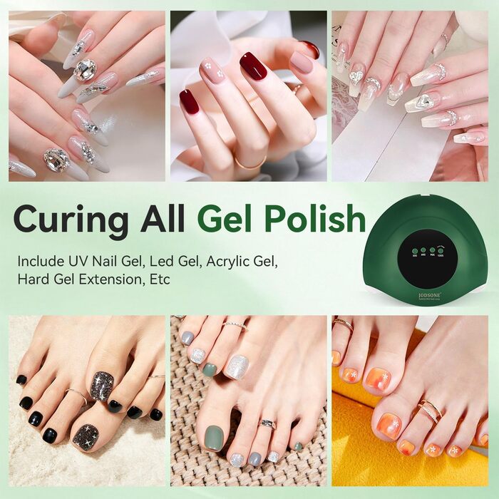 LED лампа для нігтів JODSONE 320W з датчиком автовмикання, 72 світлодіодів (червоне світло) та 4 таймерами (10/30/60/99s) – професійний сушар для гель-лаку, гелю та шелаку для нігтів рук та ніг