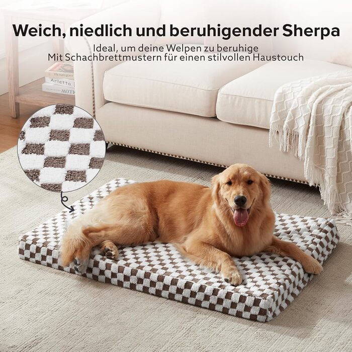 JOEJOY Extra Large Orthopedic Dog Bed, Extra Large Washable Cat Bed Dog Cushion with Memory Foam Washable Removable Waterproof Lining Orthopedic Dog Bed Gray (L 112 x W 82 x H 8 cm, Chocolate)