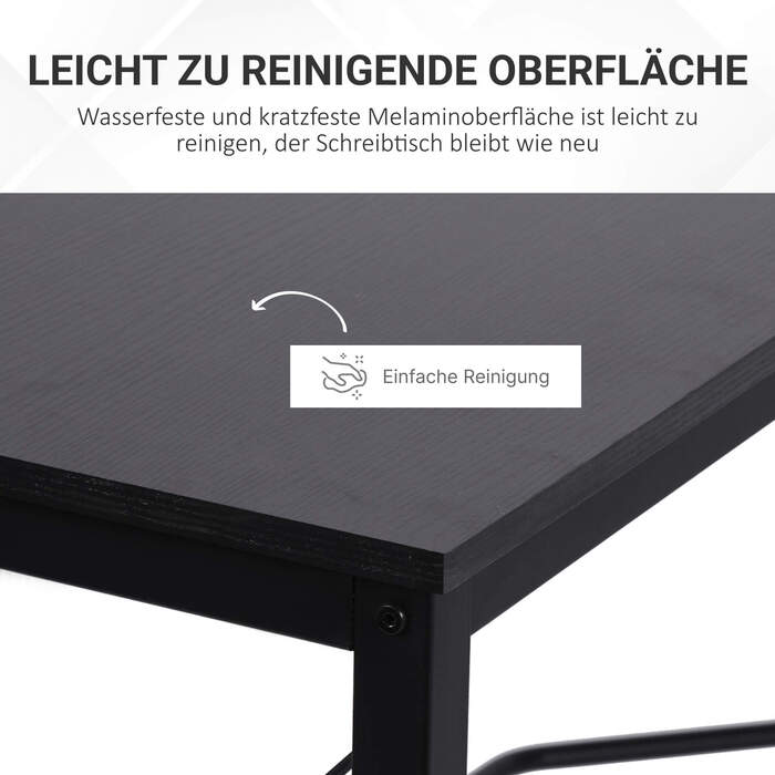 HOMCOM Computer Desk L-Shape Corner Desk 150x150x76cm MDF Black, modern corner desk for office & home office