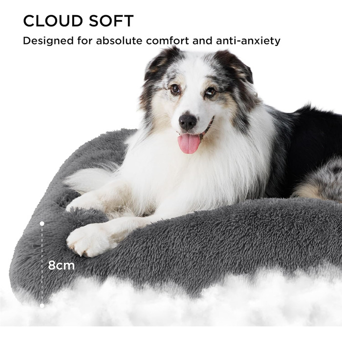 М'яке ліжко для собак BEDSURE великих порід - 104x69x8 см, миється, з антиковзною основою, темно-сірий