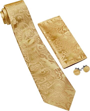 Комплект краватки та нагрудного хустинки Barry.Wang: однотонний пава́з, атлас, для весілля (Золотий)