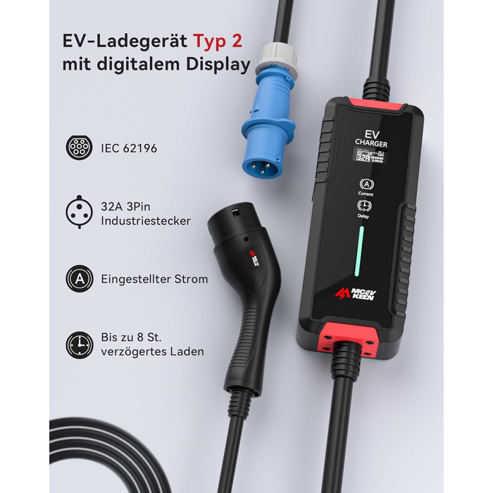 Кабель для зарядки електромобіля Type 2 Schuko 3.6 кВт, 7м, IP65, 16A, Mode 3