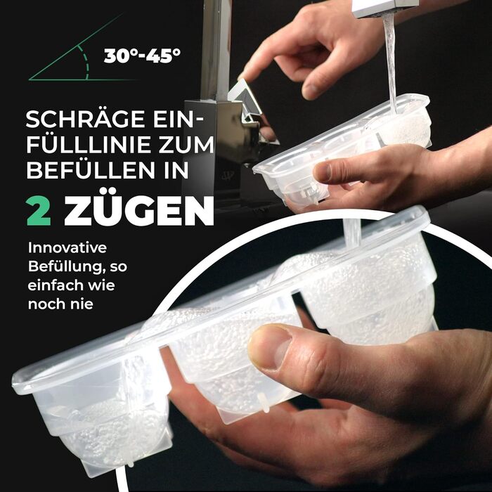 Neighbour's Friend Patented Ice Sphere Mold with XXL Ice Cube Mold - Large Round Silicone Ice Cube Mold for Cocktails, Whisky & Long Drinks - 6x Ice Cubes & 6x Ice Spheres, Dishwasher Safe