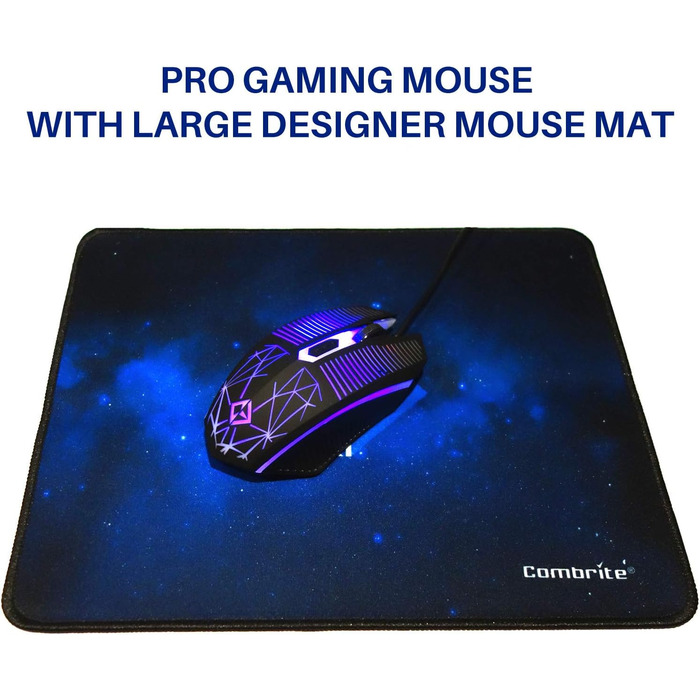 Ігровий набір клавіатури та миші Raptor з великим килимком, RGB-підсвітка, USB, UK-розкладка, для PC, Laptop, PS4, Xbox One, чорний