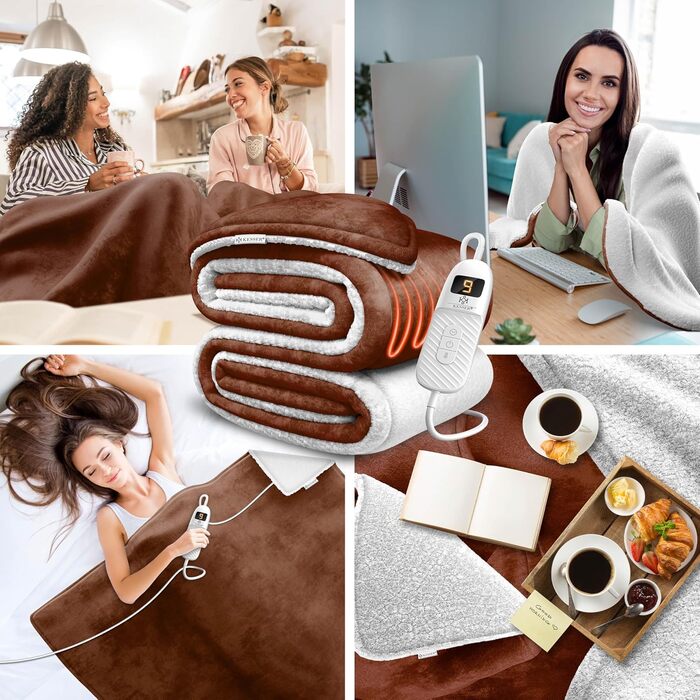 Електрична грілка KESSER® 200x180 см з автовимкненням | Двостороння, 9 температурних режимів, з таймером та цифровим дисплеєм | Для ліжка, дивана | Можна прати до 40°C