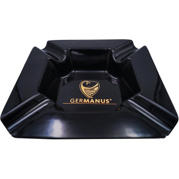 GERMANUS Large Cigar Ashtray Monument I Black Gold, 22 x 22 x 5 cm