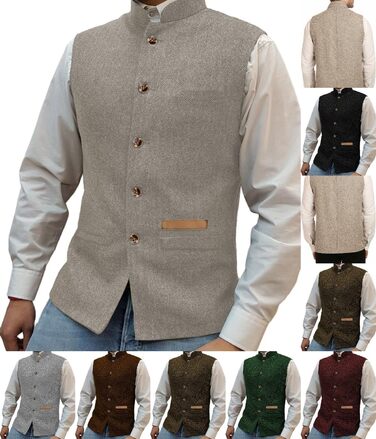 Жилет чоловічий Jagd Stand-Up Kragen з твіду, ретро візерунок 