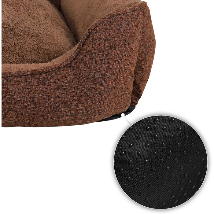 М'яке ліжко для собак Lionto знімний чохол, 75x60 см, коричневе, для собак та котів, з антиковзким дном