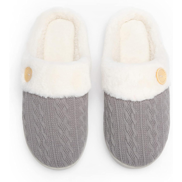 Чантому: жіночі домашні тапочки з меморі-піною, м'які, теплі, з штучним хутром, slip-on, антиковзка підошва, для дому та вулиці, розмір 38/39 EU, темно-сірий