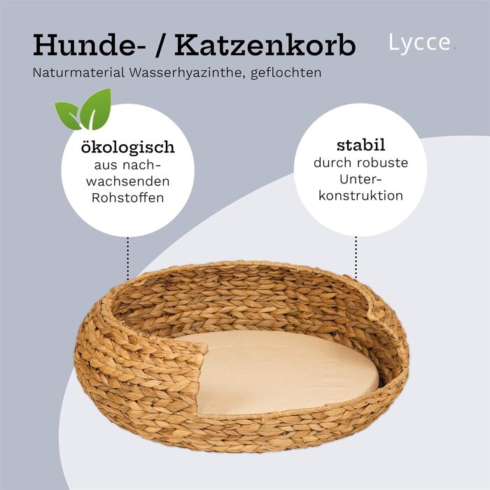 Dog bed, cat bed, Opal water hyacinth, natural, Size 5 (Ø 83 cm) (Size 2)
