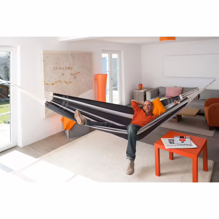 AMAZONAS XXL Comfort Hammock Paradiso, hand-crafted in Brazil, 250cm x 175cm, up to 200kg, in Lava color (Silver, Brazilian Paradiso)