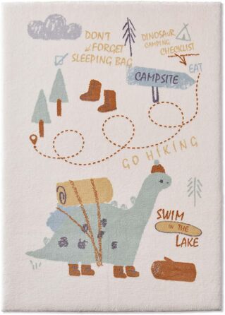 Taracarpet Rug for Children's Room - Children's Rug and Teenager's Rug - Soft, Cozy, and Soft in Various Designs (Dino, Camping) - 160x230 cm