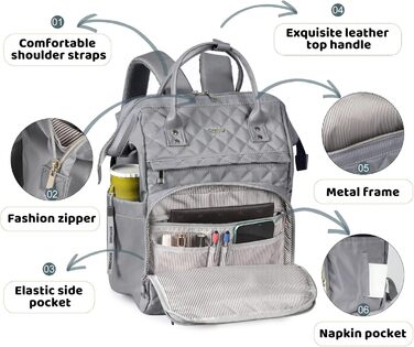 Жіночий рюкзак з відділенням для ноутбука 15.6 дюймів, шкільний рюкзак для дівчат-підлітків, сумка для університету, робочий рюкзак, подарунок для жінок, водонепроникний (підходить для ноутбука 15.6 дюймів, S41-x-gray)